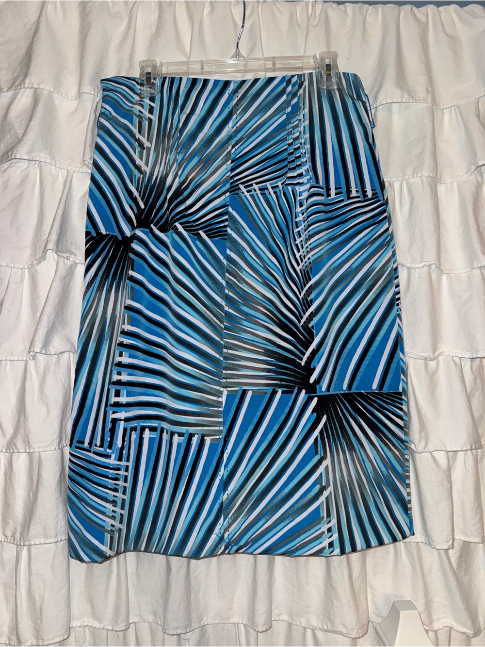Worthington Blue & Black Geometric Stripe  Skirt